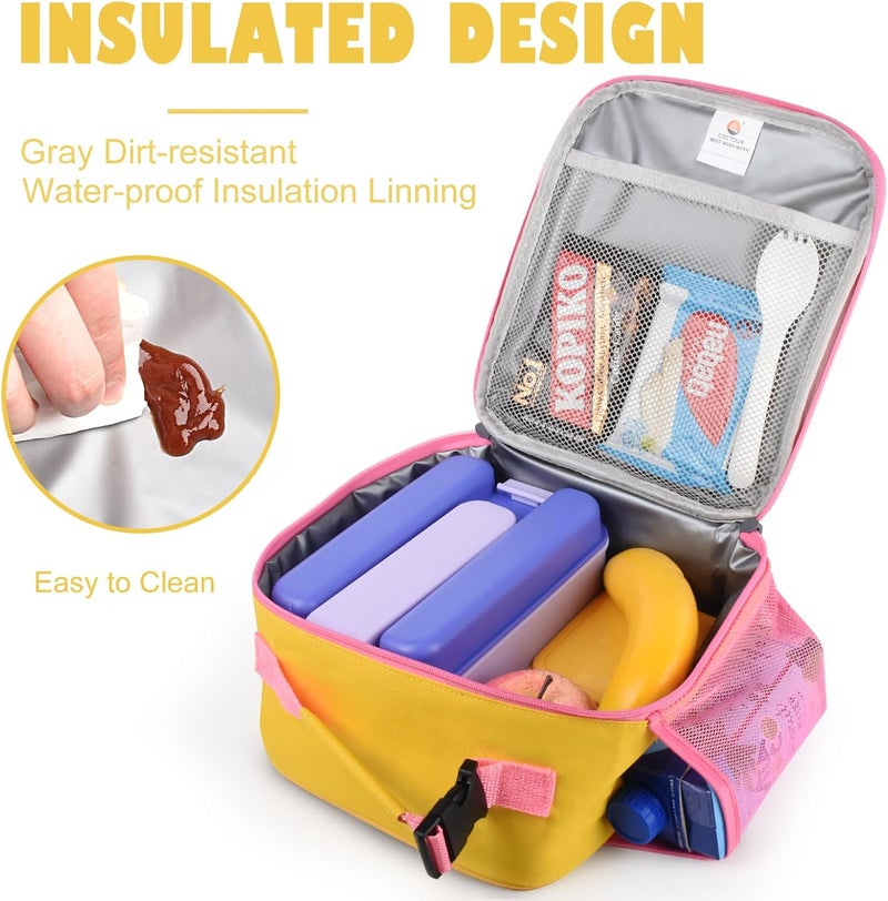 CaCTOUR Lunch Box Kids,Premium Insulated Lunch Bag for Girls Boys,Soft Bag Mini Cooler Back to School Thermal Reusable Lunch Bag for Work School Picnic (Yellow) - Image 5